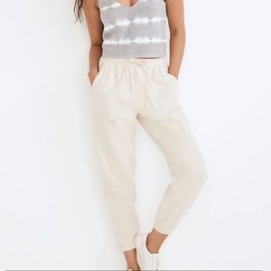 NEW Madewell Hemp-Cotton Pull-On High-Rise Jogger Pants, S, beige